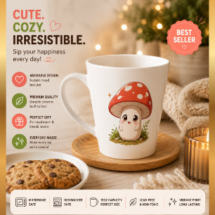 Süßer Kawaii-Pilz-Kaffeebecher – Cottagecore-Holz Milchtasse