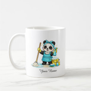 Süßer Kawaii-Reinigung-Panda-Aufkleber Kaffeetasse