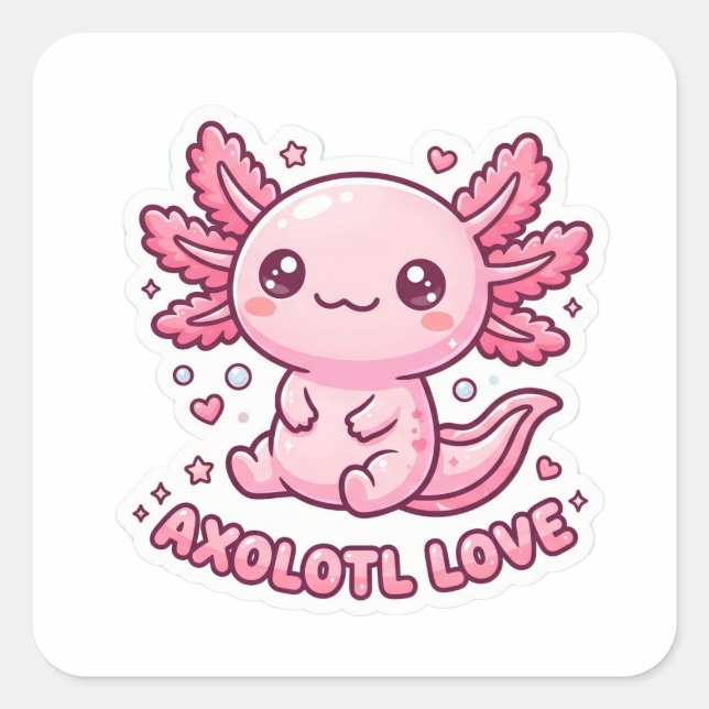Süßer Kawaii Rosa Axolotl Aufkleber (Vorderseite)