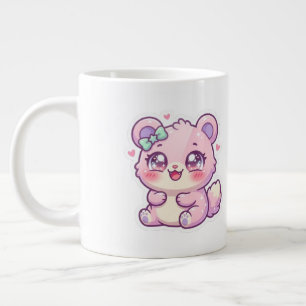 Süßer Kawaii Rosa Bär Pastell Chibi Kätzchen Herz Jumbo-Tasse
