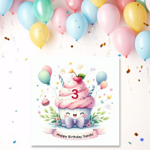 Süßer Kawaii Rosa Cupcake Alles Gute zum Geburtsta Karte