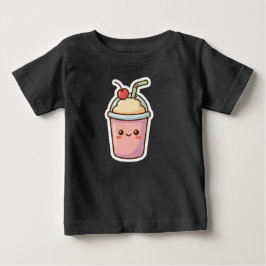 Süßer Kawaii Rosa Milchshake Sticker Entwurf - Ado Baby T-shirt