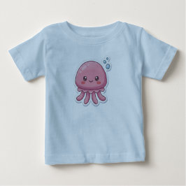 Süßer Kawaii Rosa Quallen-Sticker-Entwurf -Happy C Baby T-shirt