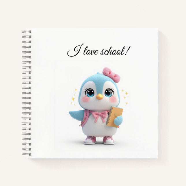 Süßer Kawaii-Schüler-Pinguin-Notizblock Notizbuch (Vorderseite)