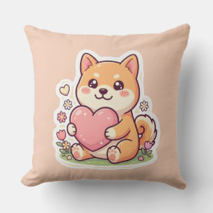 Süßer Kawaii Shiba Inu Hund Herz Wurf Kissen