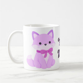 Süßer Kawaii sitzender Lavendel-Fuchs mit lila Sch Kaffeetasse