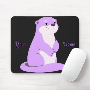 Süßer Kawaii sitzender Otter lila benutzerdefinier Mousepad