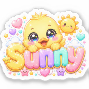 Süßer Kawaii Sonny Küken Name Pastell Rosa Funkeln Aufkleber