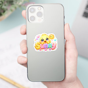 Süßer Kawaii Sonny Küken Name Pastell Rosa Funkeln Aufkleber