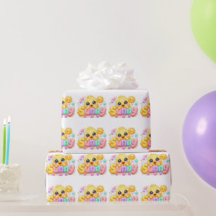 Süßer Kawaii Sonny Küken Name Pastell Rosa Funkeln Geschenkpapier