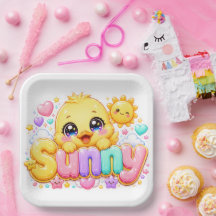 Süßer Kawaii Sonny Küken Name Pastell Rosa Funkeln