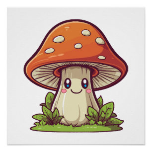 Süßer Kawaii-Stil, Pilzesuche Poster