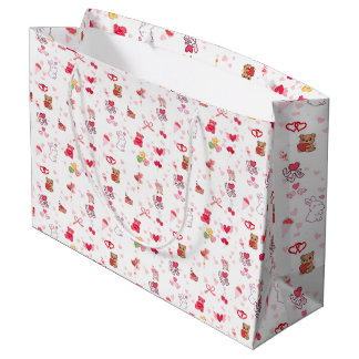 Süßer Kawaii Teddybär & Herzen Valentinstag Wr Große Geschenktüte