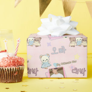 Süßer kawaii Teddybär Mädchen lustig Kpop Idol Fot Geschenkpapier