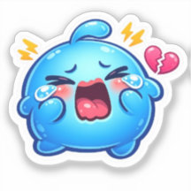 Süßer Kawaii Trauriger Blauer Schleim Weint mit Ze
