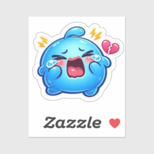 Süßer Kawaii Trauriger Blauer Schleim Weint mit Ze Aufkleber