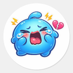Süßer Kawaii Trauriger Blauer Schleim Weint mit Ze Runder Aufkleber