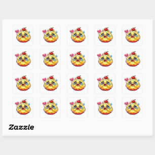 Süßer Kawaii trauriger Cupcake weint mit kaputtem Quadratischer Aufkleber