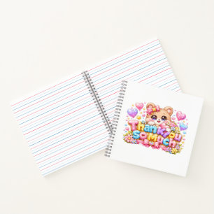 Süßer Kawaii-Vielen-Dank-Teddybär-Pastell-Pi Notizbuch