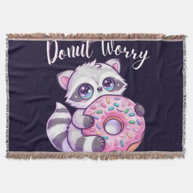 Süßer Kawaii Waschbär Donut Worry  Decke (Vorderseite)