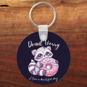 Süßer Kawaii Waschbär - Donut Worry Schlüsselanhänger