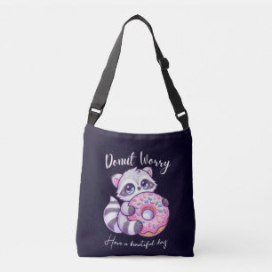 Süßer Kawaii Waschbär - Donut Worry  Tragetaschen Mit Langen Trägern