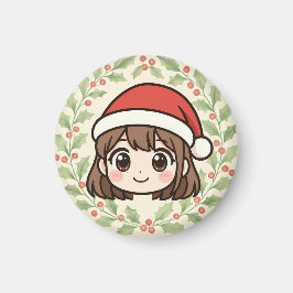 Süßer Kawaii-Weihnachts-Anime-Mädchen-Magnet Magnet