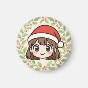 Süßer Kawaii-Weihnachts-Anime-Mädchen-Magnet Magnet