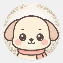 Süßer Kawaii-Welpen-Gesichtsaufkleber Runder Aufkleber