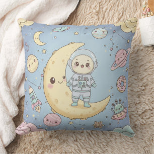 Süßer Kawaii-Weltraum - Astronaut und lächelnder M Kissen