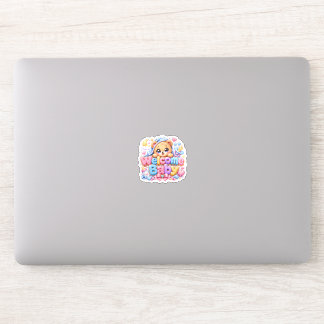 Süßer Kawaii Willkommen Baby Teddybär Pastell Rosa Aufkleber