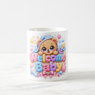 Süßer Kawaii Willkommen Baby Teddybär Pastell Rosa Kaffeetasse