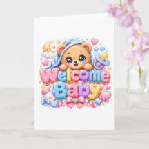 Süßer Kawaii Willkommen Baby Teddybär Pastell Rosa