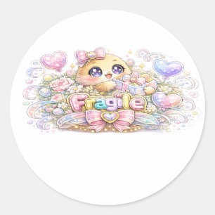 Süßer Kawaii Zerbrechlicher Vorsichtig Behandeln K Runder Aufkleber