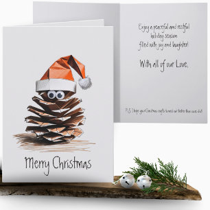Süßer Kiefernzapfen-Papierbastel-Santa Weihnachten Karte