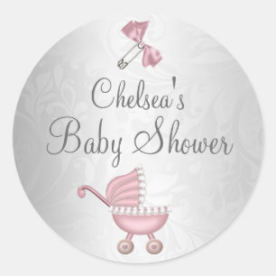 Süßer Kinderwagen Mädchen Baby Shower Aufkleber