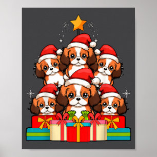 Süßer King Charles Cavalier Le Hund Weihnachtsbaum Poster