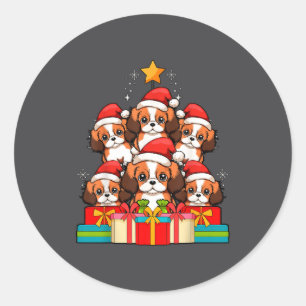 Süßer King Charles Cavalier Le Hund Weihnachtsbaum Runder Aufkleber