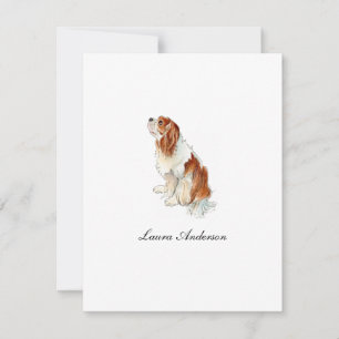 Süßer King Charles Spaniel Aquarell Flat Dankeskarte