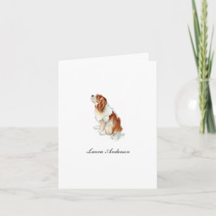 Süßer King Charles Spaniel Aquarell gefaltet Dankeskarte