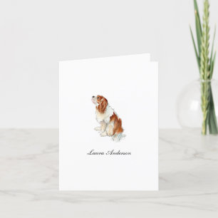 Süßer King Charles Spaniel Aquarell gefaltet Dankeskarte