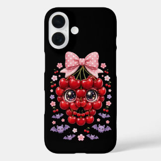 Süßer Kirschenschädel-Bogen-Handyhülle Halloween K iPhone 16 Hülle