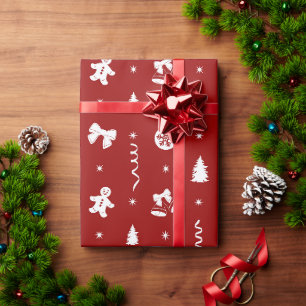 Süßer klassischer rot-weißer Lebkuchen-Weihnachten Geschenkpapier