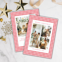Süßer klassischer roter Gingham-Weihnachten mit 4 