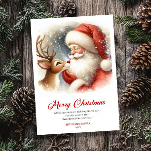 Süßer klassischer Weihnachtsmann mit Rudolph-Grußk Feiertagskarte