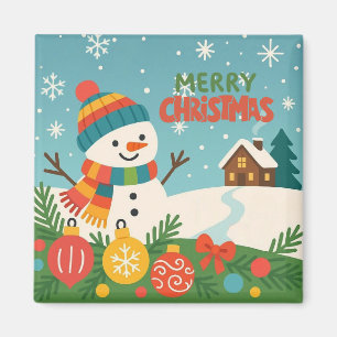 Süßer, klassischer Weihnachtsmann Schneemann Magnet
