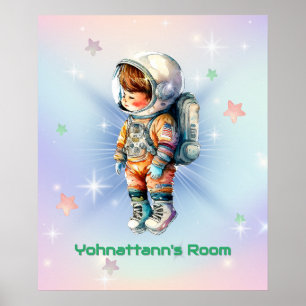 Süßer kleiner Astronaut im Raumanzug Poster