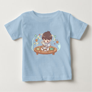 Süßer kleiner Bäckerjunge Kawaii-Kekse backender K Baby T-shirt