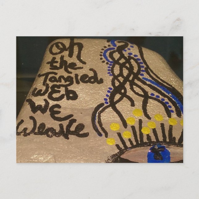 Süßer kleiner bemalter Stein, Web das wir weben Postkarte (Vorderseite)