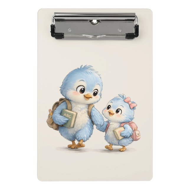 Süßer kleiner blauer Vogel Mini-Clipboard Mini Klemmbrett (Vorderseite)